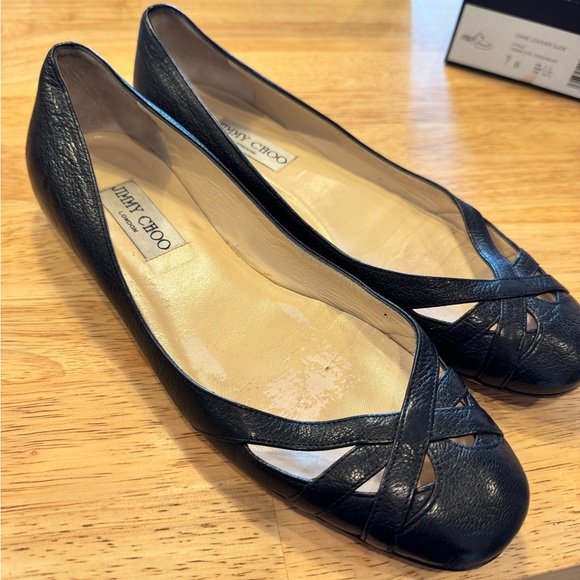 Jimmy Choo Black Leather Flats - Picture 5 of 5